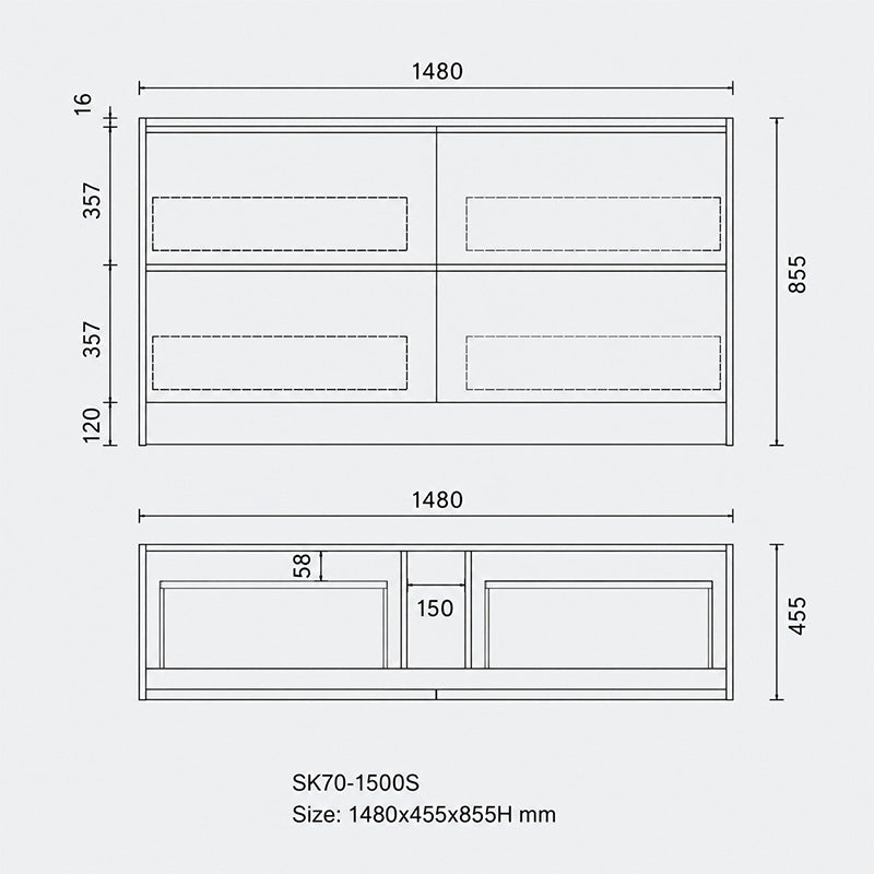 Noma Series Free Standing Vanity Rosewood Single Bowl 1480x455x855mm Cabinet Only