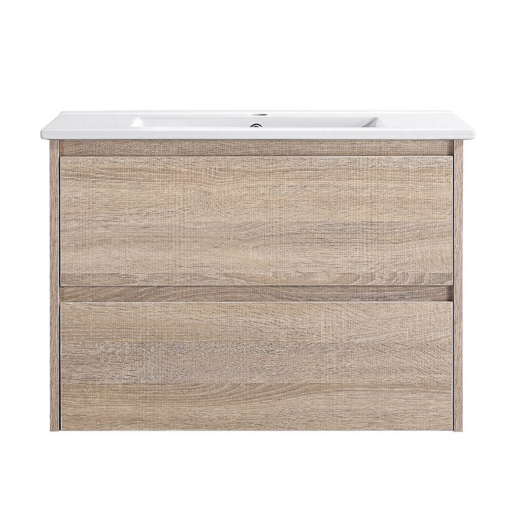Oakdra Wall Hung Prime Oak Vanity Set 750mm Undermount Stone Top Single Bowl