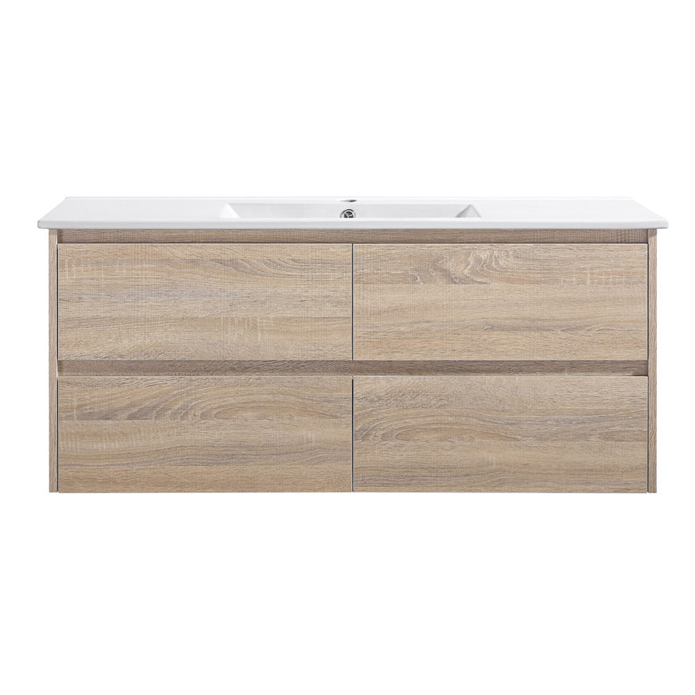 Oakdra Wall Hung Prime Oak Vanity Set 1200mm Undermount Stone Top Double Bowl