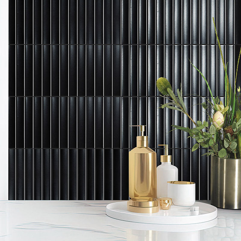 FINGER MOSAIC PLAIN BLACK CONCAVE MATT 20X145