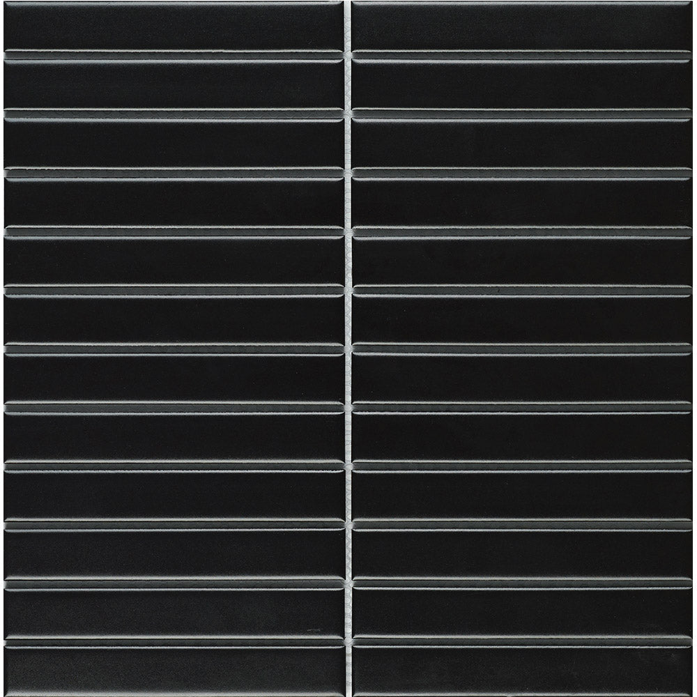 PORCELAIN FLAT MOSAIC BLACK MATT 22X145