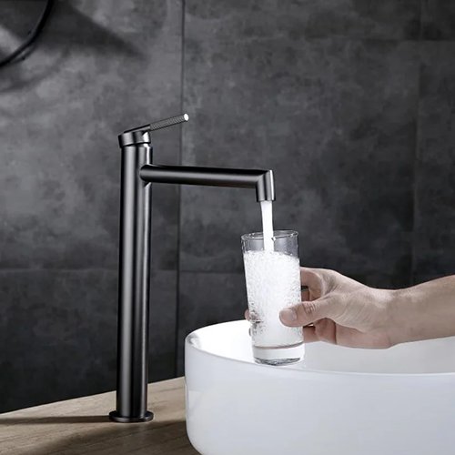 CADDENCE Series Brushed Gun Metal Grey Tall Basin Mixer