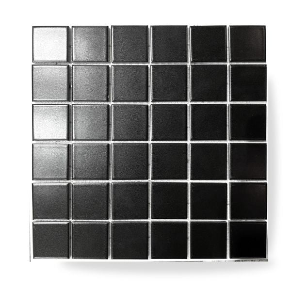 SQUARE MOSAIC BLACK MATT 48X48MM SHEETED 306X306MM