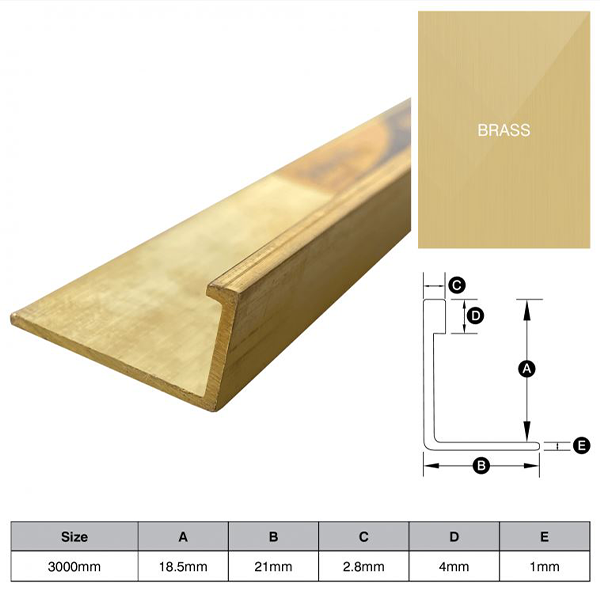 L Shaped Trim Brass Angle 18.5mm x 3m