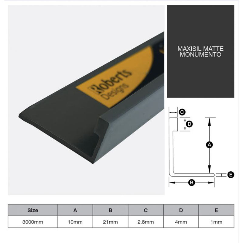 Aluminium Angle - Matte Monumento 10mm x 3m