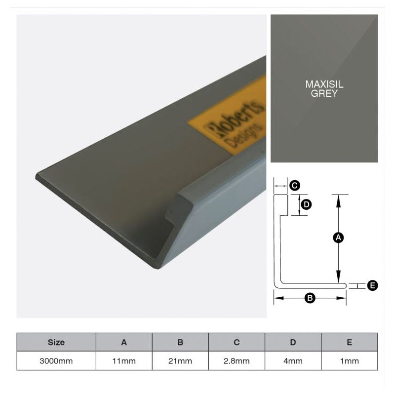 Aluminium Angle - Maxisil Grey 11mm x 3m