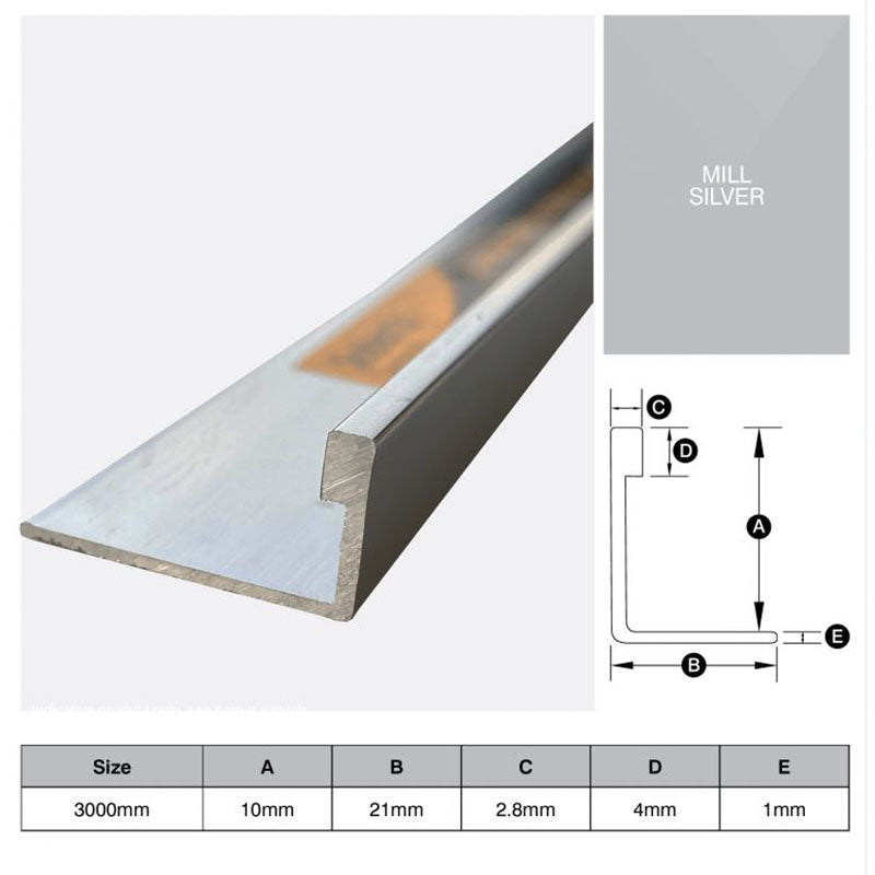 Aluminium Angle - Mill Finish 10mm x 1m
