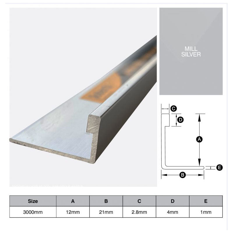 Aluminium Angle - Mill Finish 12mm x 3m