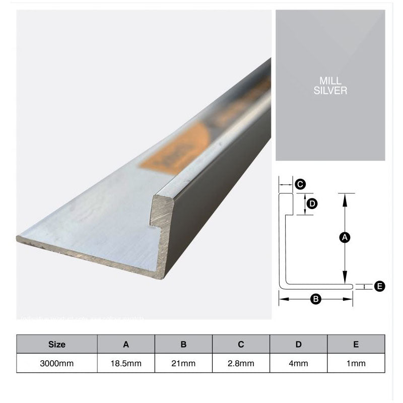 Aluminium Angle - Mill Finish 18.5mm x 1m