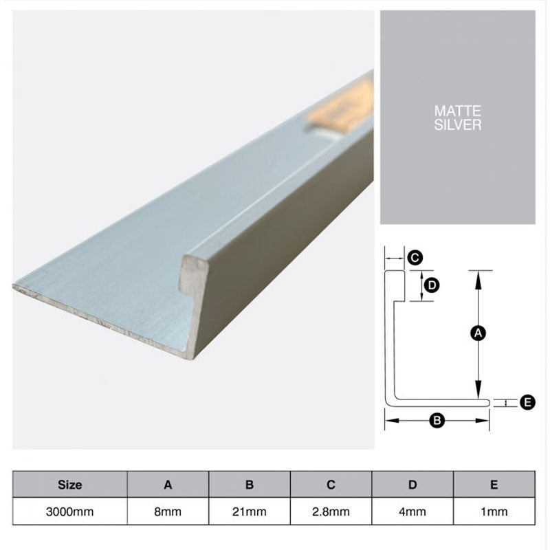 Aluminium Angle - Matte Silver 10mm x 3m
