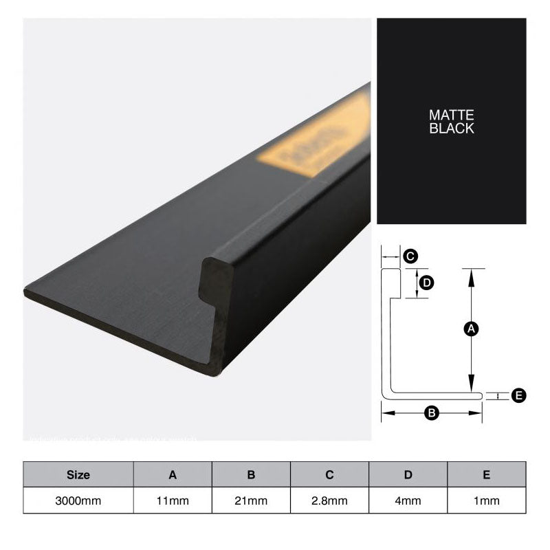 Aluminium Angle - Matte Black 11mm x 3m