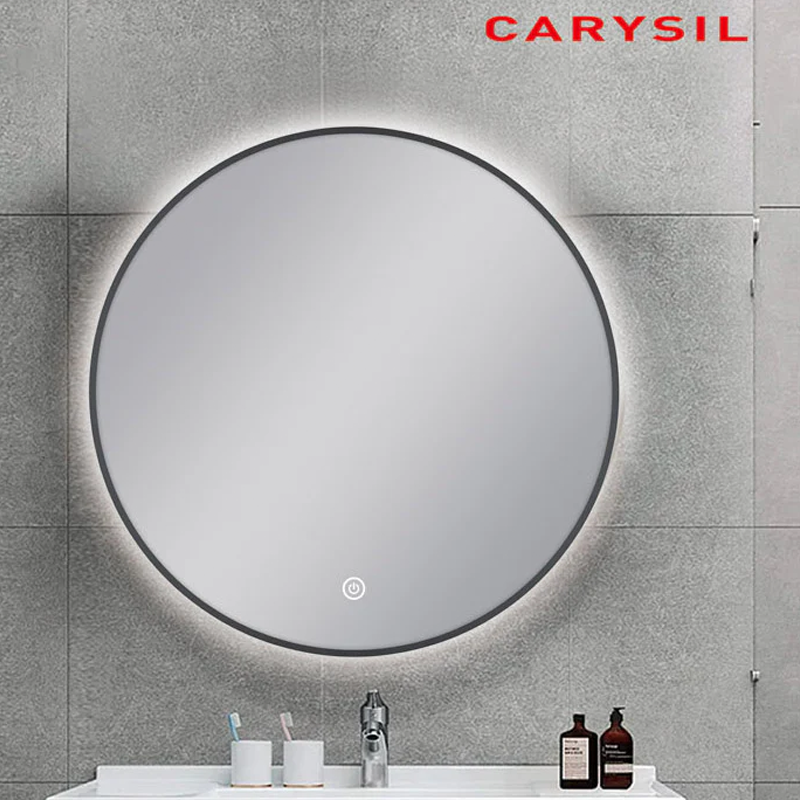 Round Framed Carysil LED Mirror Gun Metal 750mm