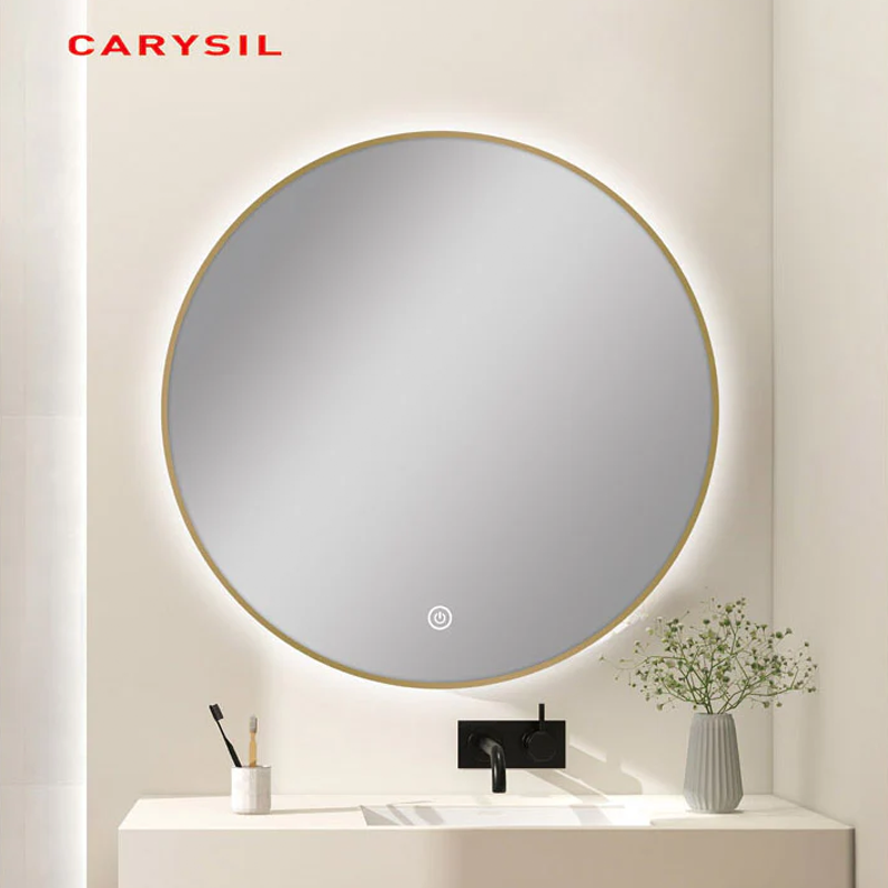 Round Framed Carysil LED Mirror Gold 750mm