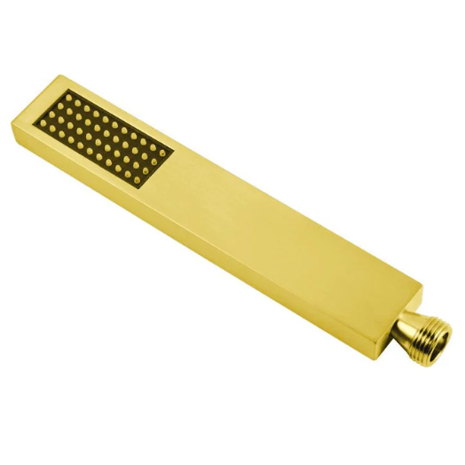 Square Single Function Brass Handheld Shower Spray Head Brushed Yellow Gold