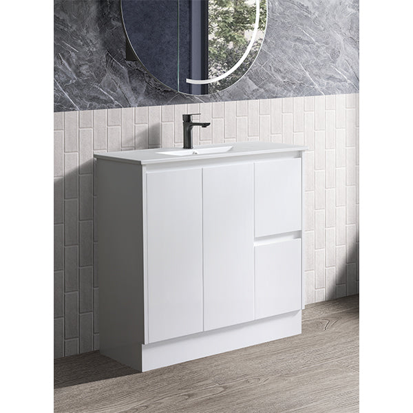 Sierra Series Left Hand Drawer Matt White Overall 880x355x855mm CABINET ONLY