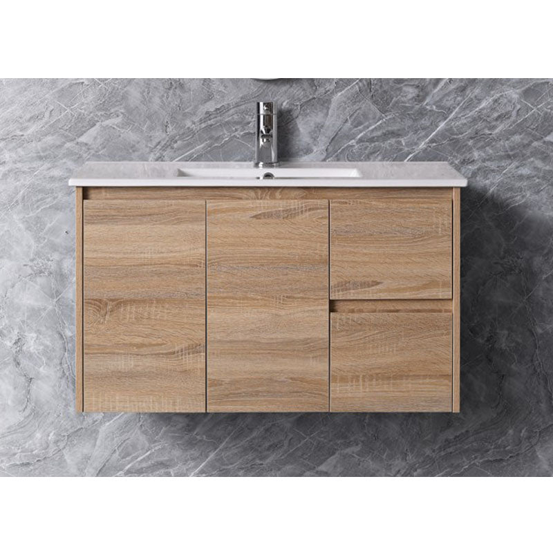 Sierra Series Wall Hung Right Hand Drawer Natural Timber 880x355x520mm CABINET ONLY