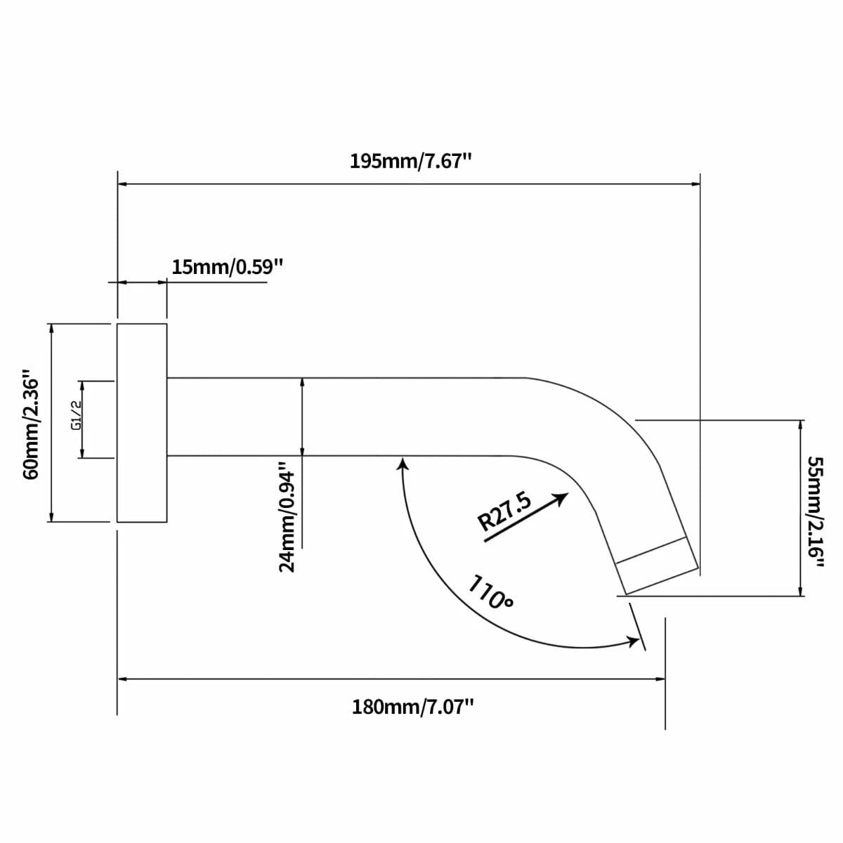 LUCID PIN Series Round Bathtub/Basin Wall Spout Brushed Nickel