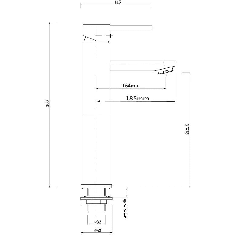 Pentro Gun Metal Grey Round Tall Basin Mixer
