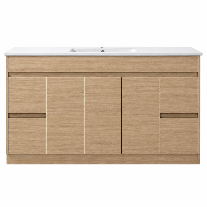 Oakdoo Series Single Bowl Natural Timber Overall 1480x450x855mm Vanity Set With Ceramic Slimline Top (UV31)