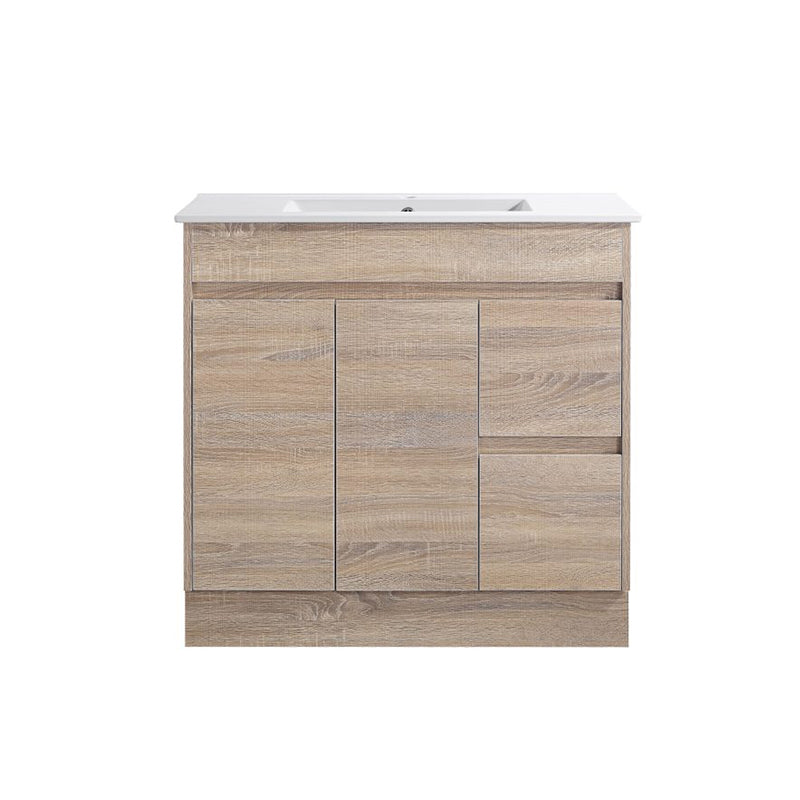 Oakdoo Series Right Hand Drawer Prime Oak Overall 880x450x855mm Vanity Set With Ceramic Slimline Top (UV31)