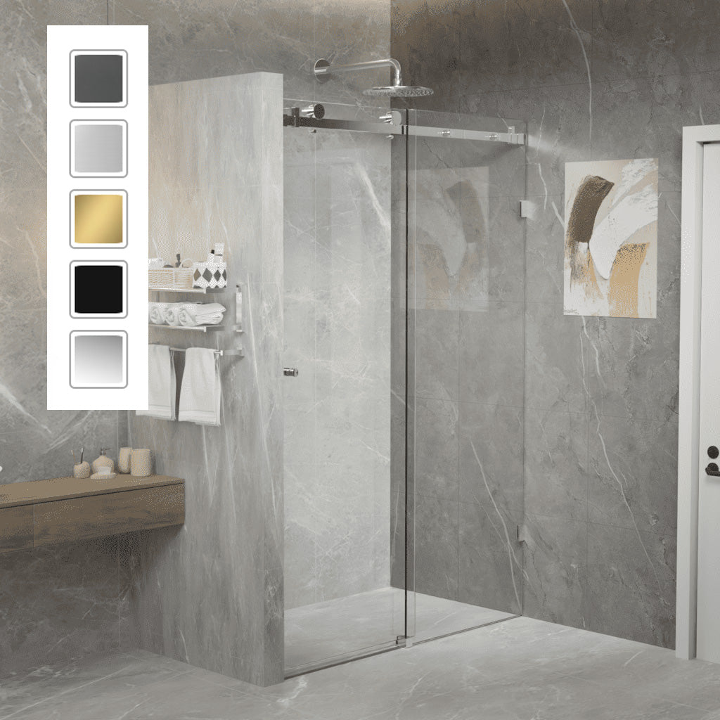 Frameless Sliding Brushed Nickel Front Only Width 1150-1200 Height 2000mm Aus Standard Safety Glass 10mm