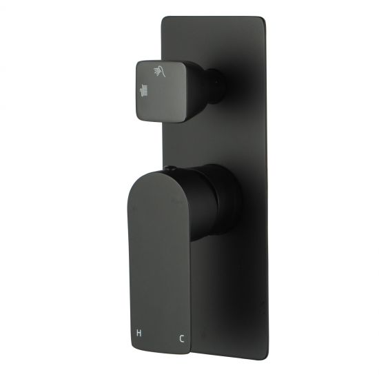 VOG Series Bath/Shower Wall Mixer with Diverter Wall Mounted (color up) Black