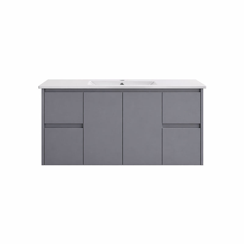 Moddoo(Hung) Series Single Bowl Matt Grey Overall 1180x455x520mm Vanity Set With Flat Stone Bench Top