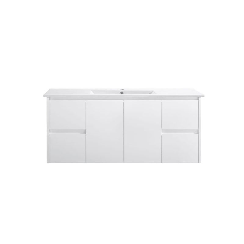 Moddoo(Hung) Series Single Bowl Gloss White Overall 1180x455x520mm Vanity Set With Flat Stone Bench Top