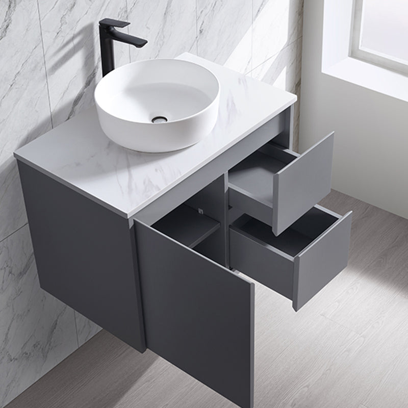 Moddoo(Hung) Series Right Hand Drawer Matt Grey Overall 730x455x520mm Vanity Set With Stone Top & Ceramic Undermount Basin