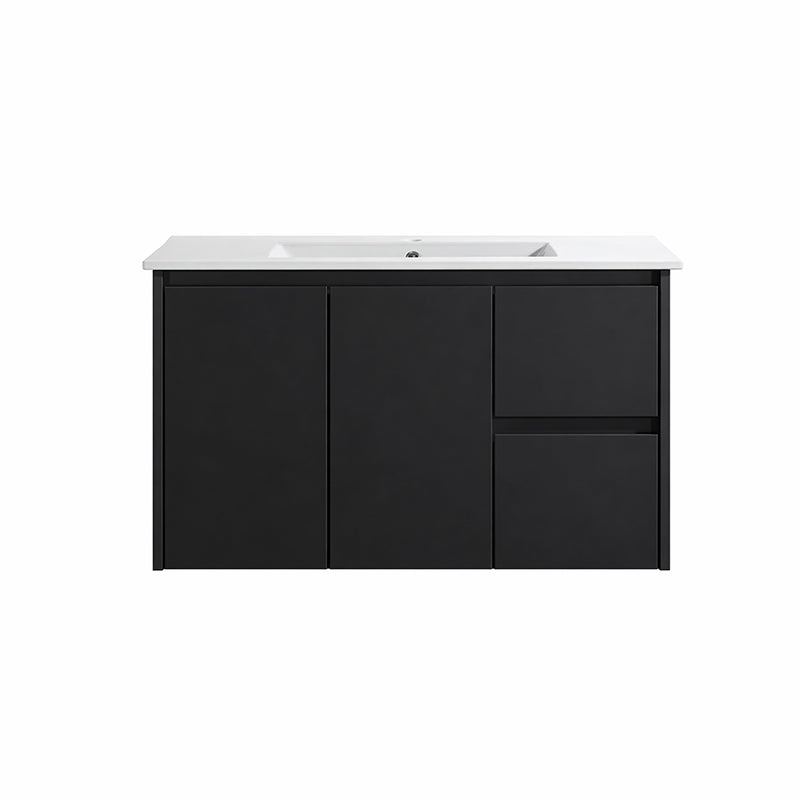 Moddoo(Hung) Series Right Hand Drawer Matt Black Overall 880x455x520mm Vanity Set With Ceramic Slimline Top (UV31)