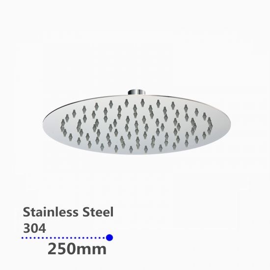Super-slim Round Rainfall Shower Head Chrome 250mm