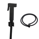 Square Brass Toilet Bidet Spray Kit with Stainless Steel Hose Black