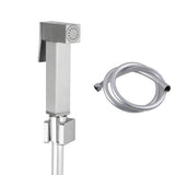 Square Brass Toilet Bidet Spray Kit with PVC Hose Brushed Nickel