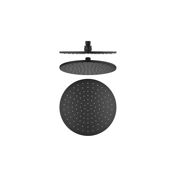 Round Shower Head Black 250mm (Brass)