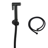 Round Brass Toilet Bidet Spray Kit (PVC Hose & ABS Holder) Black