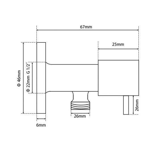Bathroom Round 1/4 Turn Washing Machine Stop Taps (one pair) Black