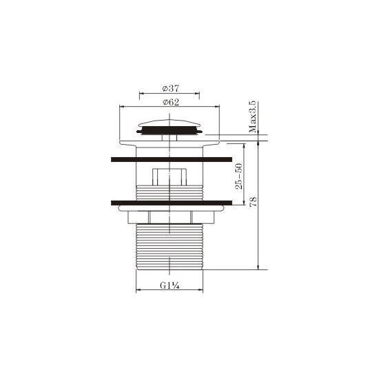 32/40mm Solid Brass Basin Pop Up Waste with Overflow Matt Black
