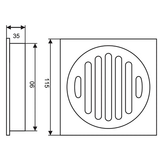 Brass Tile Inset Floor Drain (90mm Outlet) Black 115x115mm