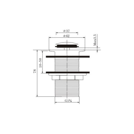 32/40mm Basin Pop Up Waste with NO Overflow (Brass) Brushed Nickel