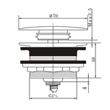 Mushroom Bathtub Pop Up Waste with NO Overflow (Brass) Chrome 40mm