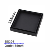 Stainless Steel Tile Insert Floor Drain (80mm Outlet) Black 120x120mm