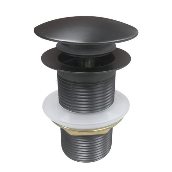 32/40mm Mushroom Solid Brass Basin Pop Up Waste NO Overflow Gun Metal Grey