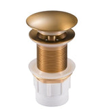 32/40mm Mushroom Solid Brass Basin Pop Up Waste NO Overflow Brushed Yellow Gold