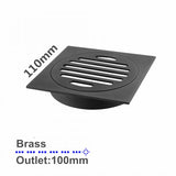 Square Brass Floor Waste (100mm Outlet) Black 110x110mm