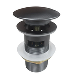 32/40mm Mushroom Solid Brass Basin Pop Up Waste with Overflow Gun Metal Grey