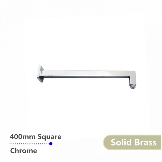 Square Brass Wall Mounted Shower Arm Chrome 400mm