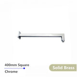 Square Brass Wall Mounted Shower Arm Chrome 400mm