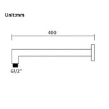 Square Brass Wall Mounted Shower Arm Black 400mm