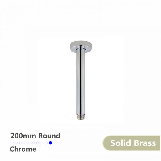 Round Ceiling Shower Arm Chrome 200mm