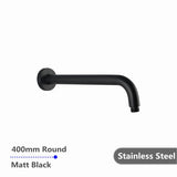 Round Wall Straight Shower Arm Black 400mm
